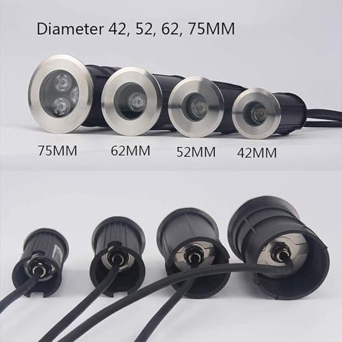 Outdoor LED Landscape Lights IP68 Waterproof Mini Underwater Pond Spotlights 12V Low Voltage Recessed Ground Lamps 30° Beam Angle Blue 3W (75mm)