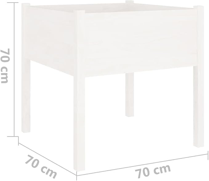Wooden Garden Planter Box Stand with Legs Outdoor Raised Garden Bed Garden Yard Wood Box for Vegetables Flowers Herbs White 27.6x27.6x27.6 Solid Wood Pine