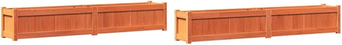 2 pcs Wood Raised Garden Bed Garden Planter Box Outdoor Wood Raised Garden Bed for Vegetables Flowers Herbs Wax Brown Solid Wood Pine-375