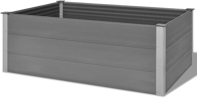 Gray Raised Garden Bed WPC Planter Box - 59.1x39.4x21.3 Large Outdoor Planter for Gardening Flower Plant Herb Vegetable Beds