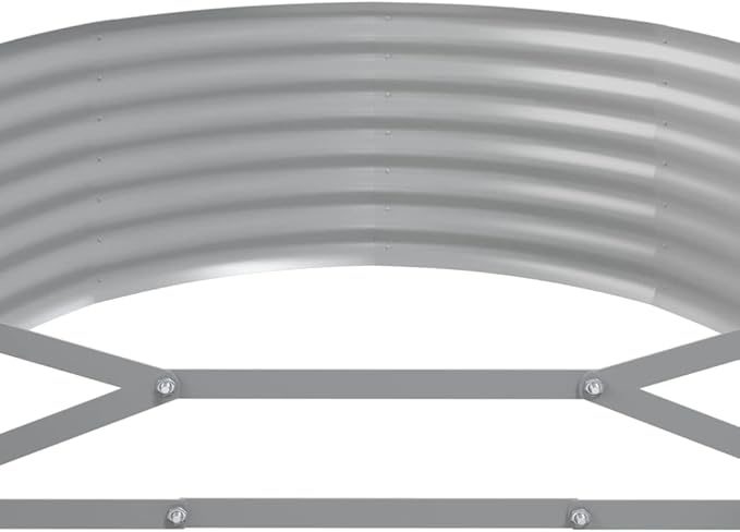 vidaXL Garden Raised Bed in Gray Powder-Coated Steel 98x39.4x14.2 Weather- Oval Planter Pot for Outdoor Use
