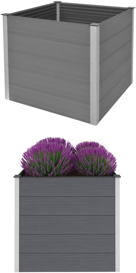 Garden Raised PlanterGarden BedGalvanized Raised Garden BedPlanter Raised bedsGalvanized PlanterBed WPC 39.4x39.4x35.8 Gray