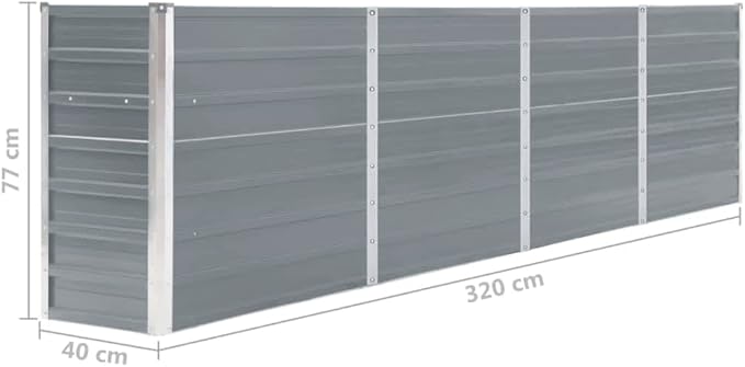 Garden Beds Outdoor Planter Cages Boxes Decorative Front Yard Raised Garden Bed 126x15.7x30.3 Galvanised Steel Gray for in Balcony Patio or Yard