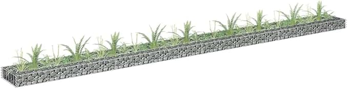 vidaXL Gabion Raised Garden Bed/Flower Planter - Silver Galvanized Steel Weather- 141.7 x 11.8 x 3.9 Durable Outdoor Patio Landscape