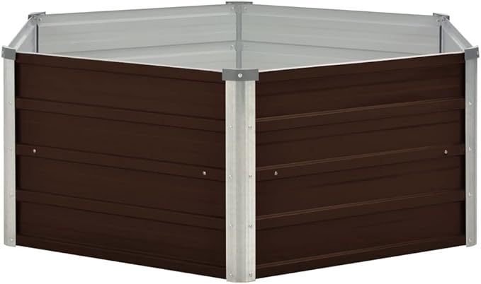 Outdoor Metal Raised Garden Bed for Vegetables Flowers Herbs Galvanized Planter Raised Garden Boxes Outdoor Brown 50.8x50.8x18.1 Galvanized Steel-160