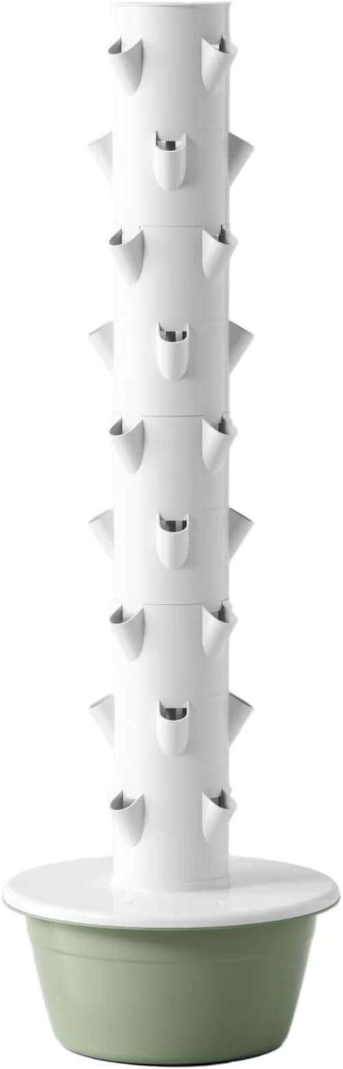 Aeroponic Vertical Tower Garden System 9 Layers with 4 Grow Ports 36 Plant Ports LED Light Kit Soil-Free Growing System for Indoor &amp Outdoor Home Growing (9 Layer Base Kit)