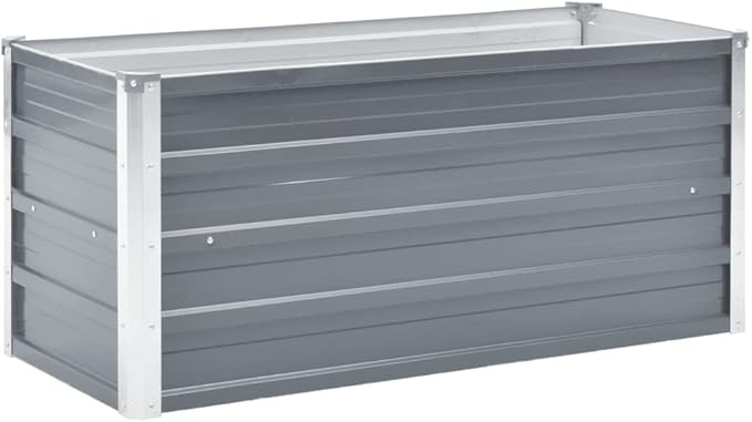 Garden Raised Bed Galvanized Steel 39.4x15.7x17.7 Gray