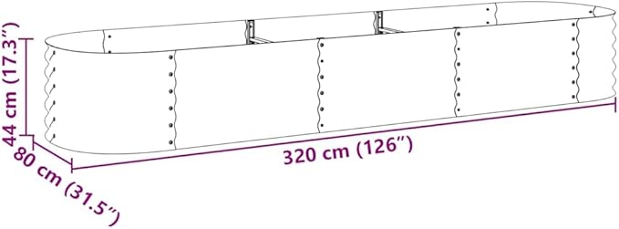 Metal Steel Garden Raised Bed for Gardening Metal Planter Box for Vegetables Fruits Flowers Easy Assembly 126x31.5x17.3 Gray -706