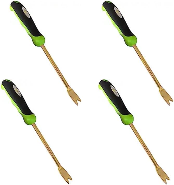 Garden Guru Titanium Dandelion Weeder Tool - Rust Resistant - Ergonomic Handle - Weed Puller for Planting Weeding Flower and Vegetable Care in Lawn Garden Yard (4 Pack)
