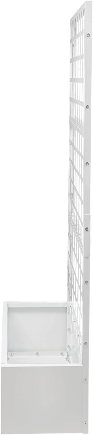 Metal Planter with TrellisRaised Garden Bed with TrellisPlanter Box with Privacy Screen for Climbing Plants Vegetables Vines 35x16x71in (White)