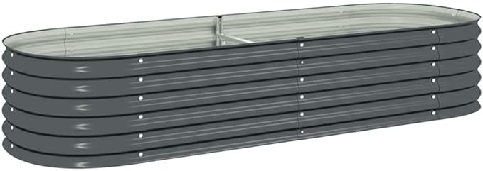 Galvanized Steel Raised Garden Bed 94.5 x 94.5 x 17.3 in Large Outdoor Planter Box Modern Gray Metal Rectangle Elevated Flower &amp Vegetable Garden for Patio Balcony or Backyard