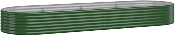 vidaXL Garden Raised Bed Green Powder-Coated Steel Large Tough