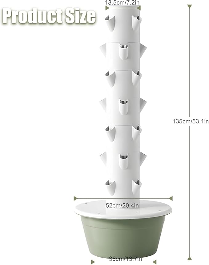 Hydroponic Tower Garden Kit5/7/9 Layers Indoor Vertical Growing System with Self-Watering Tank Space-Saving Aeroponic Planter for Vegetables Herbs &amp Strawberries(Size:7 Layers)
