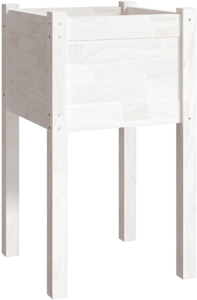 Wooden Garden Planter Box Raised Garden Bed with Legs Outdoor Wood Planter Box Stand Outdoor Wood Raised Garden Bed White 15.7x15.7x27.6-785