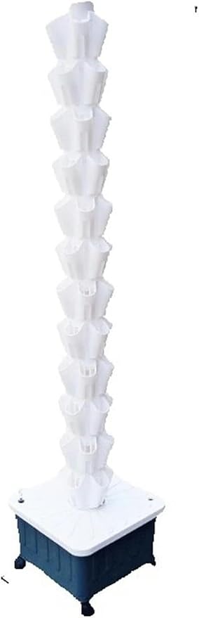 8 Layer Garden Hydroponic Growing System Vertical Tower Vertical Planting Tower for Hydroponics in Rain for Fruits Vegetables White