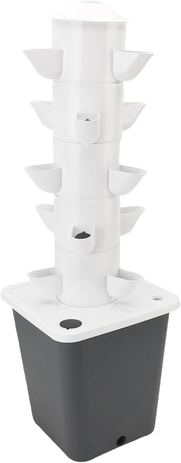 TOPINCN Vertical Planting Tower Vertical Hydroponic Tower Hydroponic Aeroponic Tower for Fruits and Vegetables 15 Layer (US Plug)