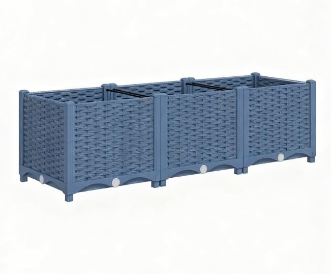 Outdoor Flower Box with Drainage HolesPlastic Raised Garden Bed