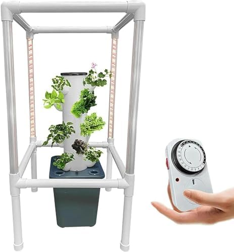 Hydroponics Growing 25 Pods Hydroponics Tower with LED Grow Light Vertical Garden Planter Plant Germination Kit Aeroponics Growing Kit w
