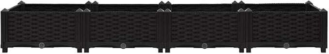 63x15.7x9.1 Raised Garden Bed Black Polypropylene Planter Box for Outdoor Plants Modern Rectangle Herb Tomato Flower Trough Patio &amp Yard Use
