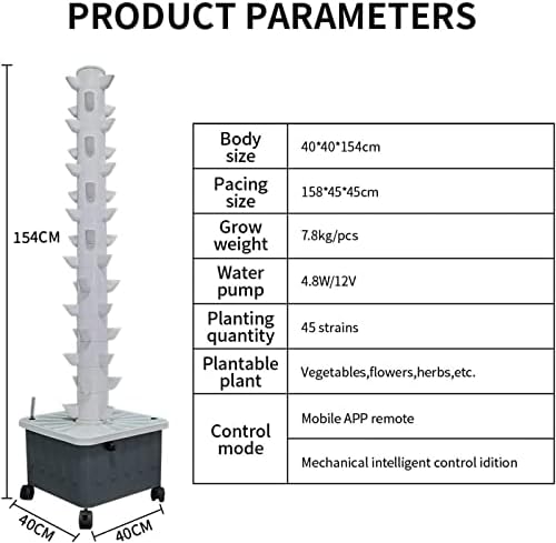 Hydroponics Tower Set Pots Aquaponics Grow for Indoor with Hydrating Pump and Timer Vertical Farming Aeroponic Tower (10th Floor)