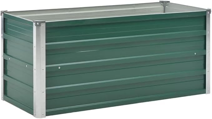 Garden Raised Bed Galvanized Steel 39.4x15.7x17.7 Green Metal Planter Box for Vegetables Flowers Herbs and More - Outdoor Elevated Planter with Open Bottom for Better Drainage