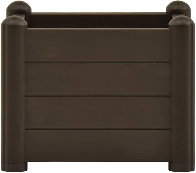 Raised Bed Mocha Polypropylene 16.9 in Square Garden Planter for Outdoor Plants Durable Raised Garden Bed for Patio Balcony Terrace