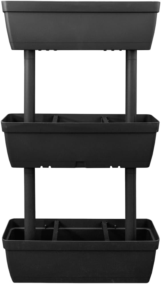 Garden Planter 6 pcs 39.4 Anthracite TPR Weatherproof UV-Proof Raised Garden Bed for Outdoor Plants Balcony &amp Terrace Gardening Expandable Design