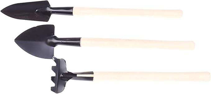 Garden Tools Shovel 2/3PCs/Set Shovel Rake Plng Tools Combination Home Gardening Tool Mini Digging Suits(Natural)