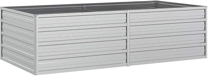 Garden Raised Bed Silver Galvanized Steel 63x63x17.7 Inch Large Rectangular Outdoor Planter Box for Vegetables Herbs Flowers Patio Terrace