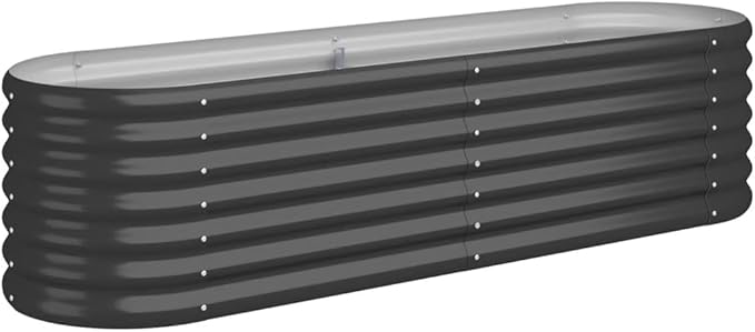 Garden Raised Bed Anthracite Powder-Coated Steel Large Durable Gardening Pots &amp Planters 318871