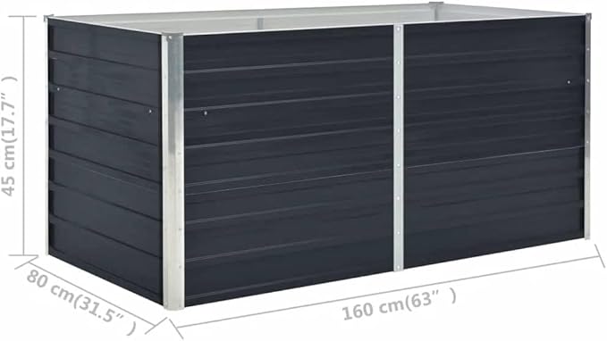 Galvanized Raised Garden Bed 63 x 31.5 x 17.7 in Anthracite Steel Planter Box Spacious Elevated Planter for Patio Balcony Yard Outdoor Herb Flower Vegetable Growing