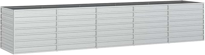 Garden Raised Bed Silver Galvanized Steel 157.5 x 31.5 x 30.3 in Gardening Pots &amp Planters 316900