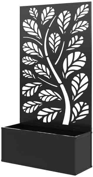 Metal Raised Garden Bed with Trellis Galvanized Planter Metal Planter Box with Trellis 24 L x 9.1 W x 44.5 H (Branches and Leaves)
