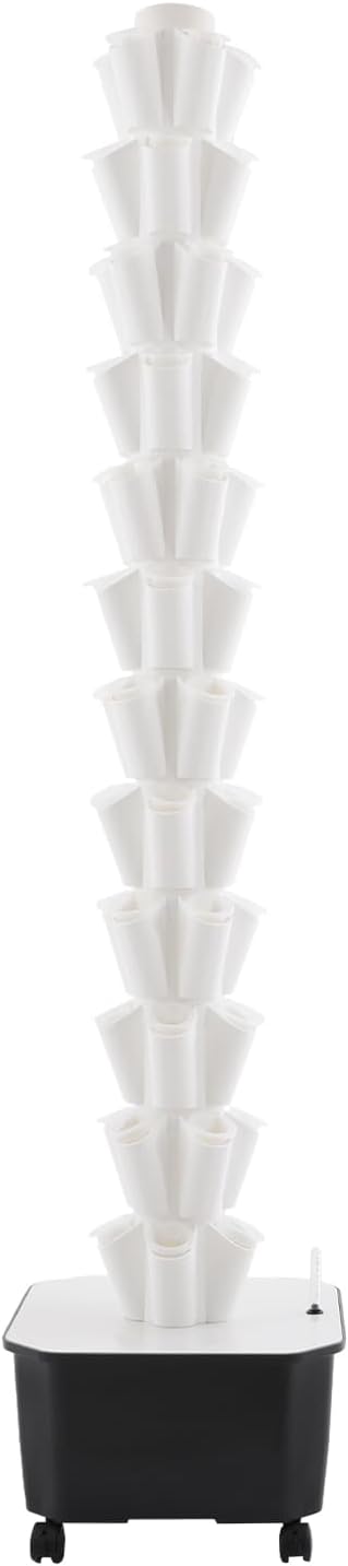 Hydroponic Growing Tower 12 Layer 60 Pods Vertical Garden Kit with Water Pump &amp 6.6Gal Water Tank Hydroponic Tower Growing System with Wheels for Vegetable Strawberry Herb Lettuce