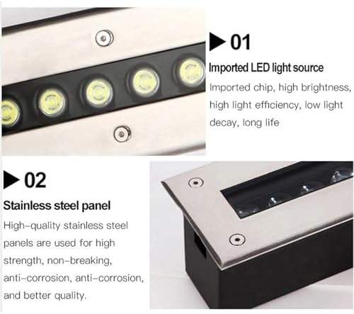 Outdoor LED Landscape Buried Lamp - IP67 Waterproof Rectangular Recessed Spotlight 24V Underground Aisle &amp Stair Lighting 9W Blue Garden Light