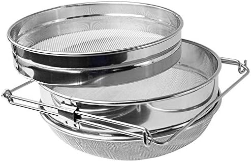 Mr.Bee Honey Harvesting Beekeeping Starter Tool Kit Set of 5 Double Sieve Stainless Steel Honey Strainer Frame Holder Uncapping Fork Honey Gate Extractor and Queen Catcher for Beekeeping Supplies