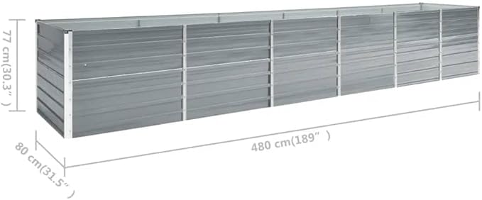 Garden Raised BedTomato Planter BoxBackyard Patio Planter Racks Raised Beds Ideal for Growing Flowers Porch and Fruits Herbs Galvanized Steel 189X31.5X30.3 Gray
