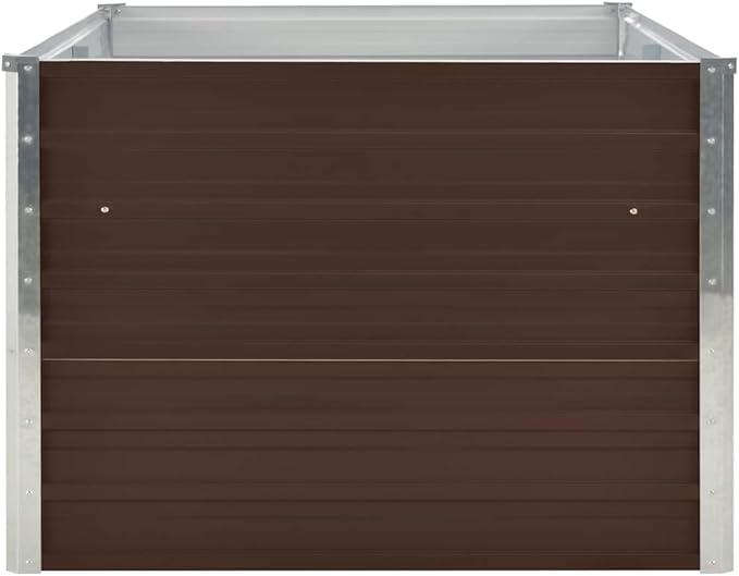 YAFF Large Raised Garden Bed 63x63x17.7 Inch Galvanized Steel Planter Box with Sleek Brown Finish Easy Assembly Outdoor Gardening Kit for Vegetables &amp Flowers Durable Backyard Patio