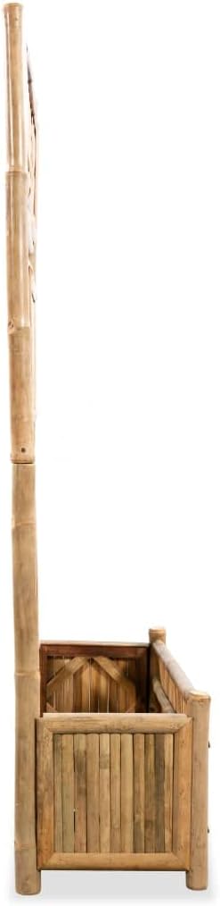Garden Raised Bed Natural Bamboo 27.6x11.8x53.1 inch Outdoor Planter with Trellis for Climbing Plants Patio Deck