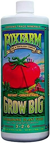 FoxFarm Grow Big Liquid Plant Food - 6-4-4 House Plant Fertilizer for Lush Vegetative Growth Fast Nutrient Uptake for Roses Tomatoes &amp Veggies - Pint Size Concentrate
