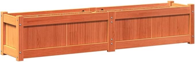 Wooden Raised Garden Bed Garden Planter Box Outdoor Wood Raised Garden Bed for Planting Plants Vegetables Wax Brown 59.1x12.2x12.2 Solid Wood Pine-363