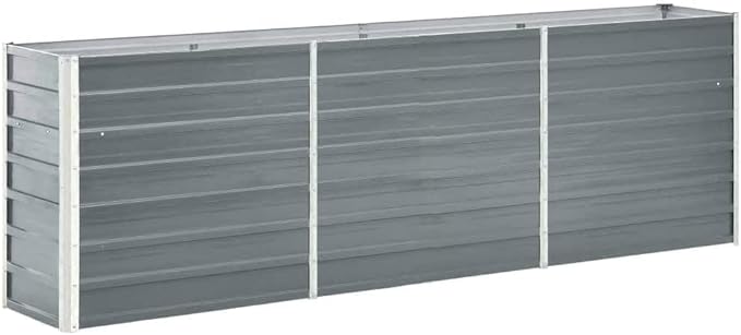 SKM Garden Raised Bed Galvanized Steel 94.5x15.7x30.3 Gray-70401026