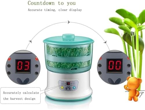 Electric Bean Sprout Maker 2 Layers 1.8L Water Tank Microcomputer Control Automatic Water Cycle for Mung Beans Soybeans Radish Seedlings
