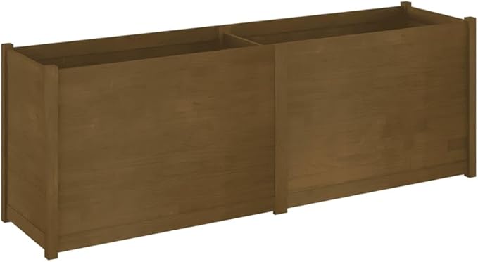 Honey Brown Solid Pinewood Garden Planter Box 78.7 Inch Large Wooden Raised Bed for Outdoor Flowers Herbs Vegetables Patio Deck