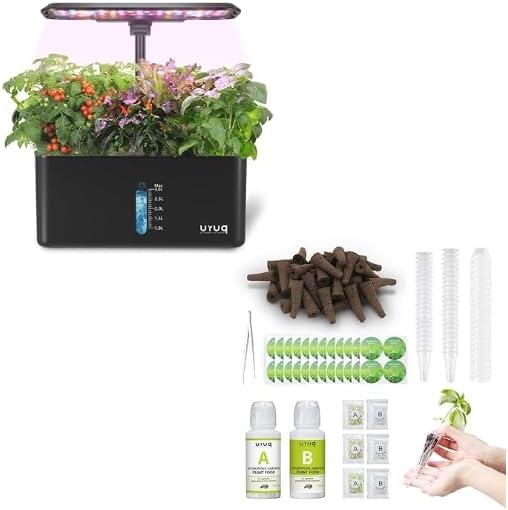 8 Pods Hydroponics Growing System Indoor Garden Black &amp 188Pcs Hydroponic Pods Supplies
