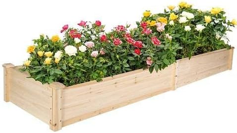 Raised Garden Bed Wooden Planter Box 2 Separate Planting Space