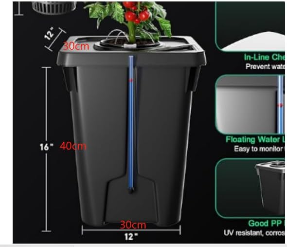 Hydroponics Growing Buckets 2PCS Deep Water Culture Bucket System 7 Gallon Recirculating Drip Garden System with Air Pump &amp Clay Pebbles for Greenhouse Garden Balcony (2 PCS)
