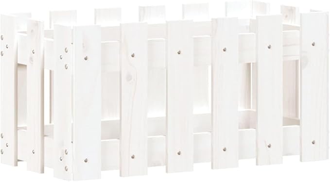 Garden Planter White Solid Pine Wood 23.6x11.8x11.8 in Durable Outdoor Raised Garden Bed for Patio Flowers Herbs