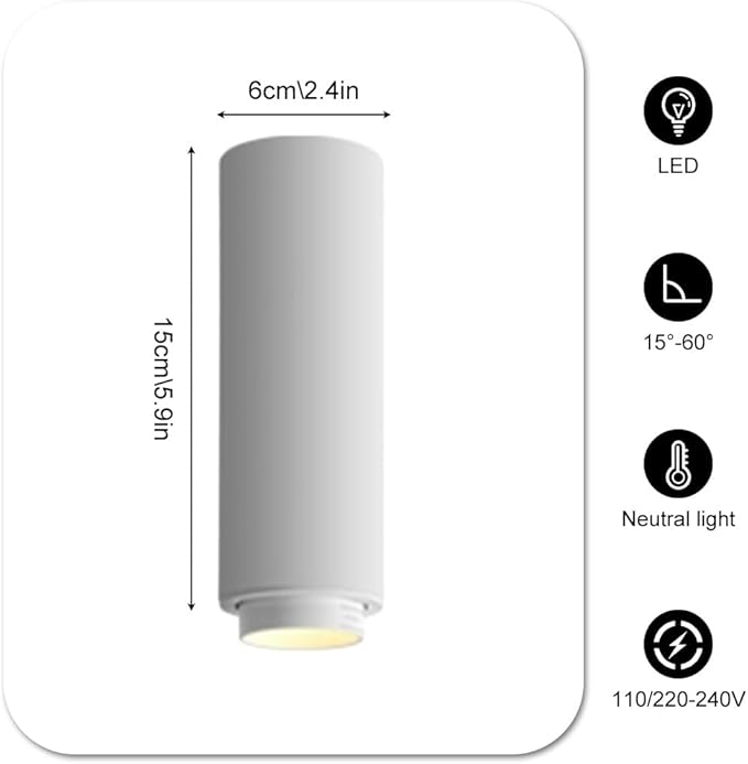 Spotlight Cylinder Flush Mount Spotlight Fixture 7w 4000k Directio l Spotlights Accent Lamps for Living Room Bedroom Hallway