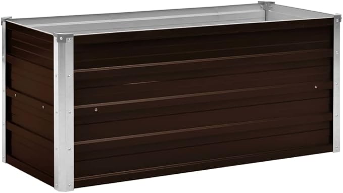 SKM Garden Raised Bed Garden Raised Bed Brown 39.4x15.7x17.7 Galvanized Steel